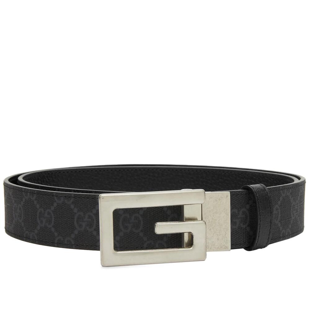 Gucci Men's G Cube GG Supreme Belt in Silver/Black Cover