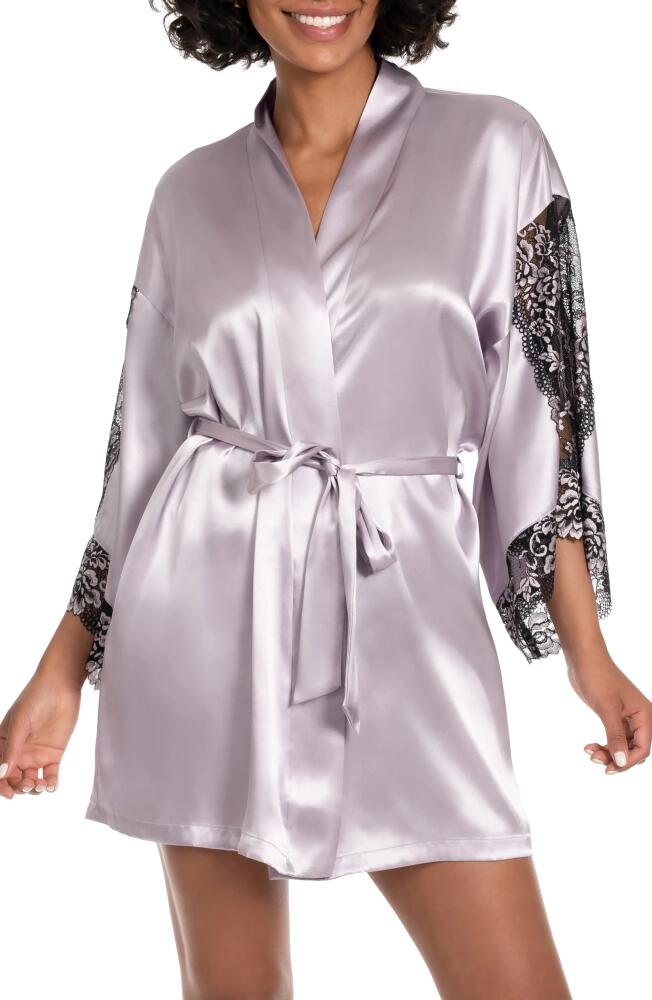 In Bloom by Jonquil Ilana Lace Trim Satin Robe in Silver Lilac Cover