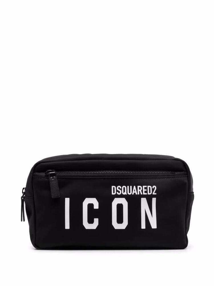 DSQUARED2 logo-print zipped wash bag - Black Cover