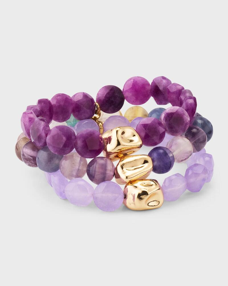 Devon Leigh Amethyst and Jade Gold Accent Stretch Bracelets, Set of 3 Cover