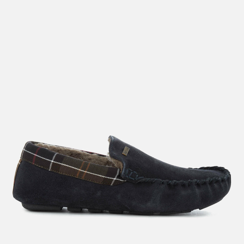 Barbour Men's Monty Suede Moccasin Slippers - Navy Cover