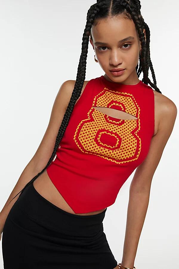 Sporty Hanky Hem Graphic Tank Top in Red Cover