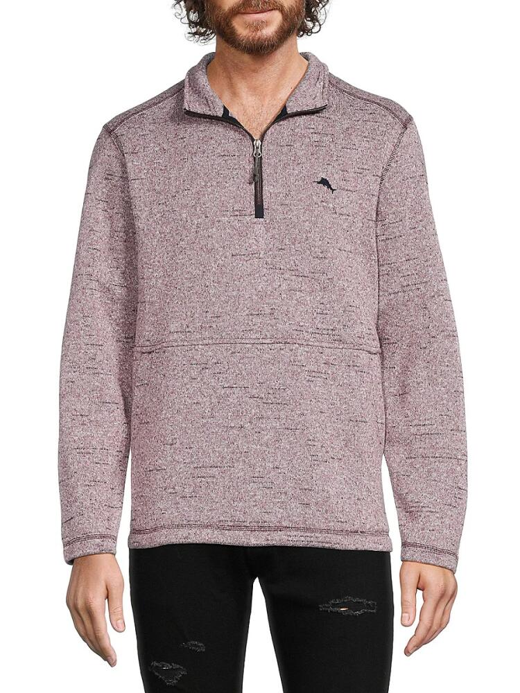 Tommy Bahama Men's Glacier Bay Heathered Quarter Zip Pullover - Rum Berry Cover