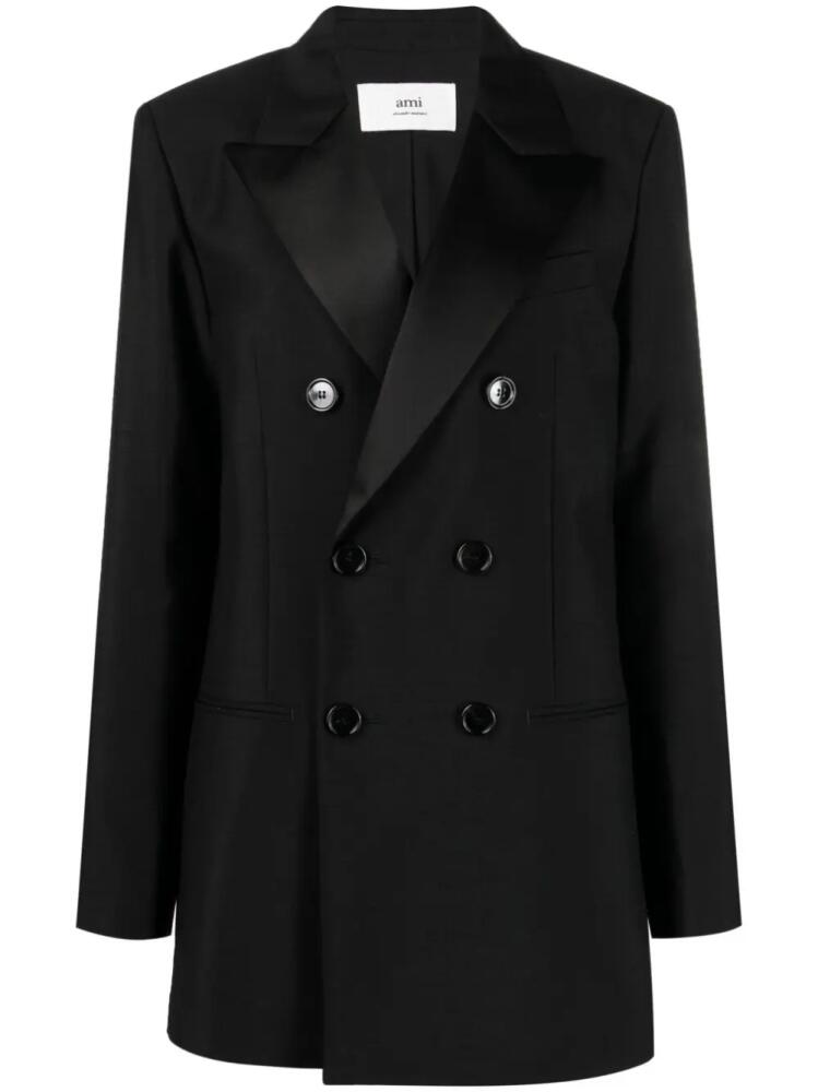 AMI Paris satin-lapel double-breasted blazer - Black Cover