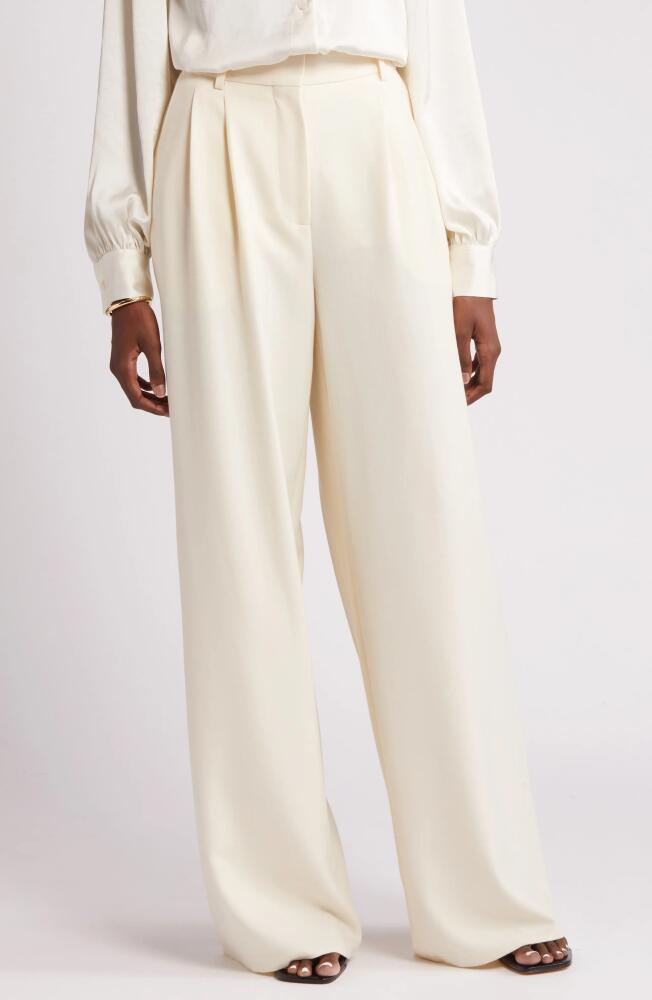 Nordstrom Double Pleat Wide Leg Pants in Ivory Birch Cover