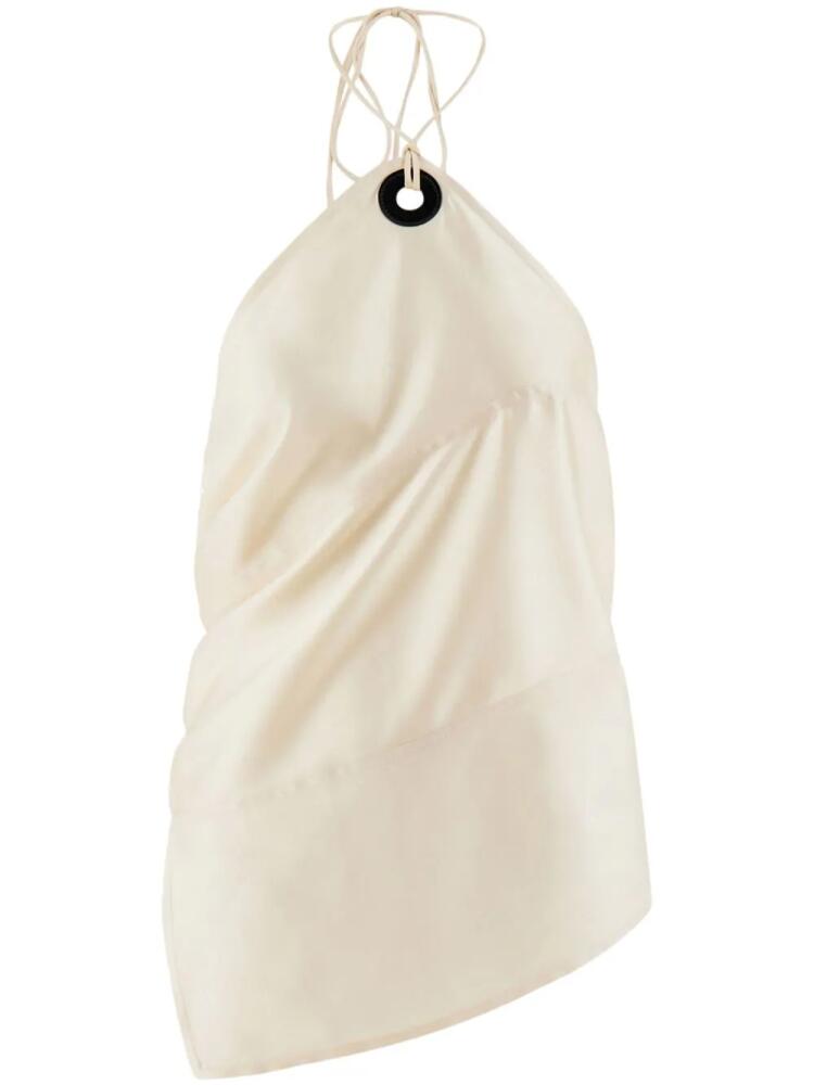 Ferragamo asymmetric satin top - Neutrals Cover