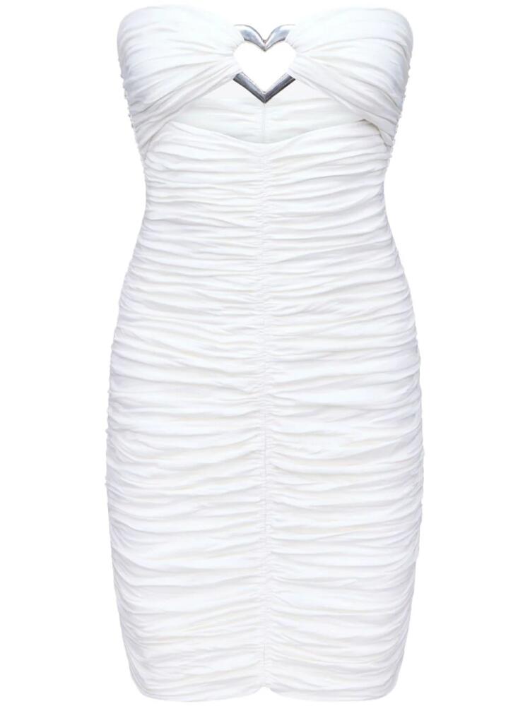 AREA heart-ring ruched mini dress - White Cover