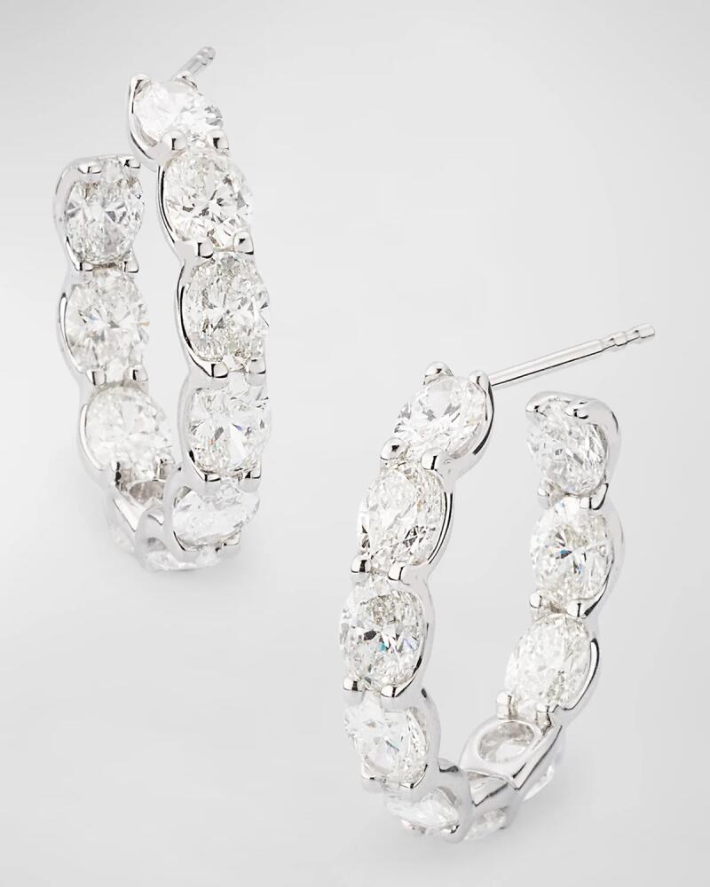 Neiman Marcus Diamonds 18K White Gold Inside Out Oval Diamond Hoop Earrings, 8.40tcw, 1"L Cover