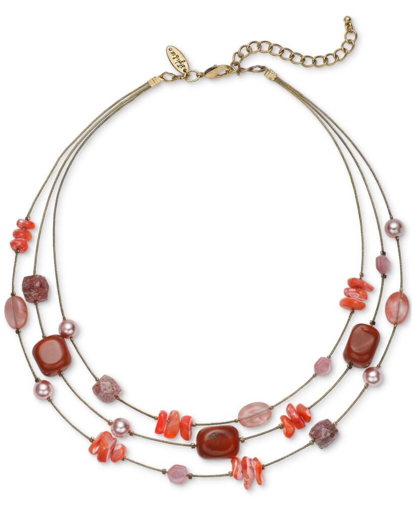 Style & Co Layered Stone Statement Necklace, 20" + 3" extender, Created for Macy's - Red Cover