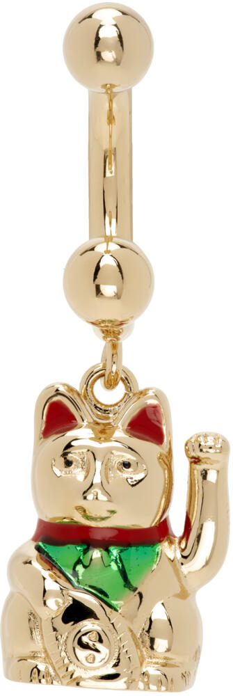 Safsafu Gold Maneki Neko Single Earring Cover