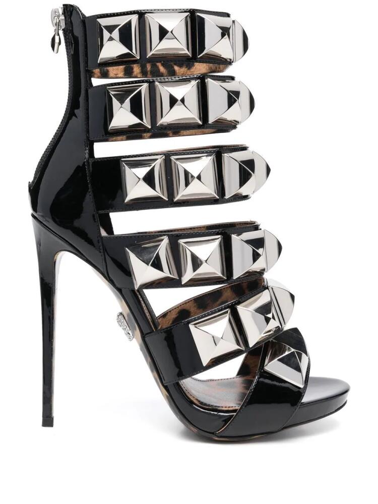 Philipp Plein studded leopard-print sandals - Silver Cover