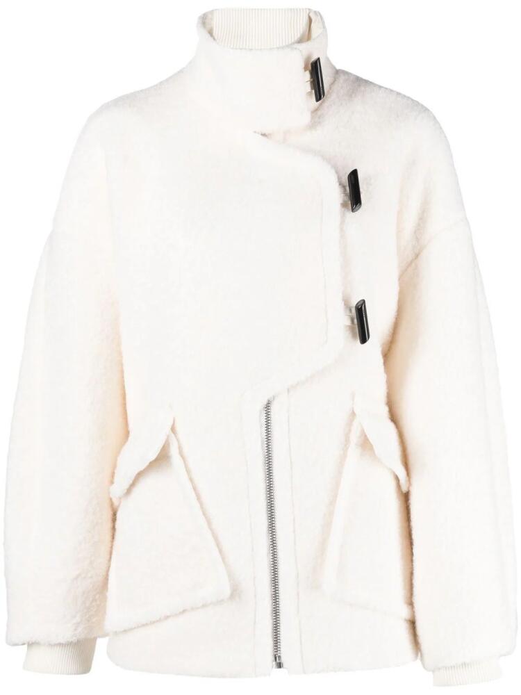 GANNI asymmetric toggle coat - White Cover