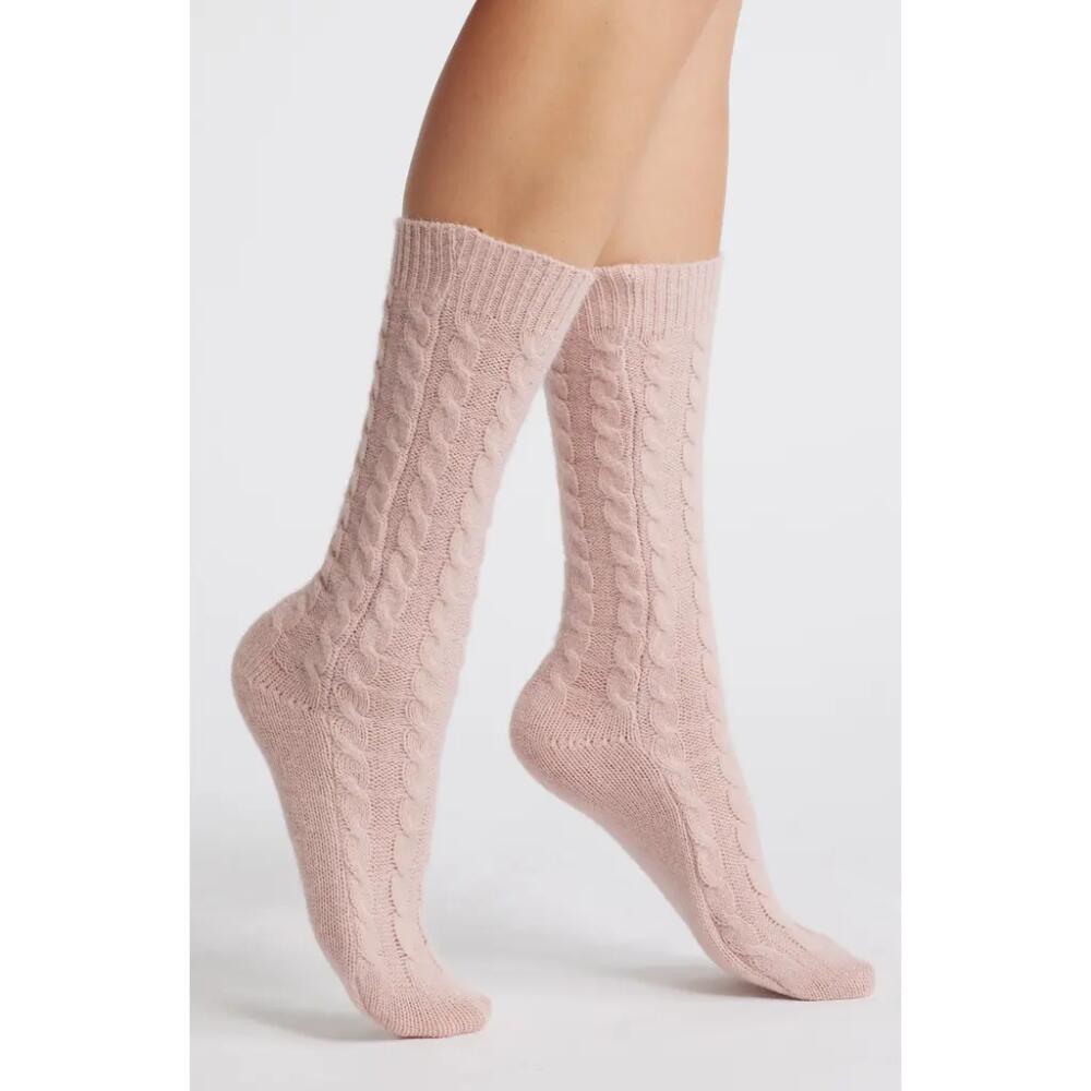 Nordstrom Cable Crew Socks in Pink Puff Cover