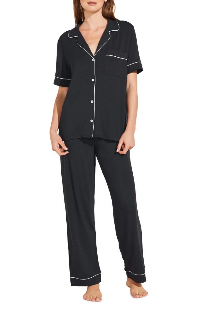 Eberjey Gisele Short Sleeve Jersey Knit Pajamas in Black/Sorbet Pink Cover