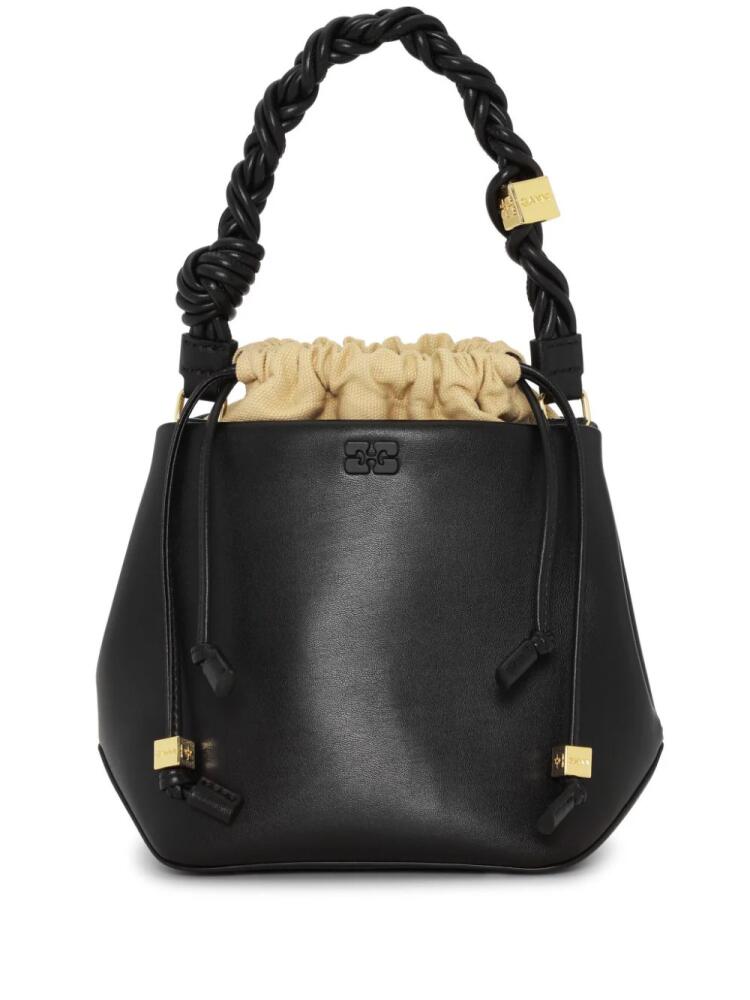 GANNI braided-handle leather bucket bag - Black Cover