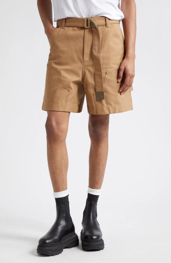 Sacai Carhartt WIP Belted Cotton Canvas Shorts in Beige Cover