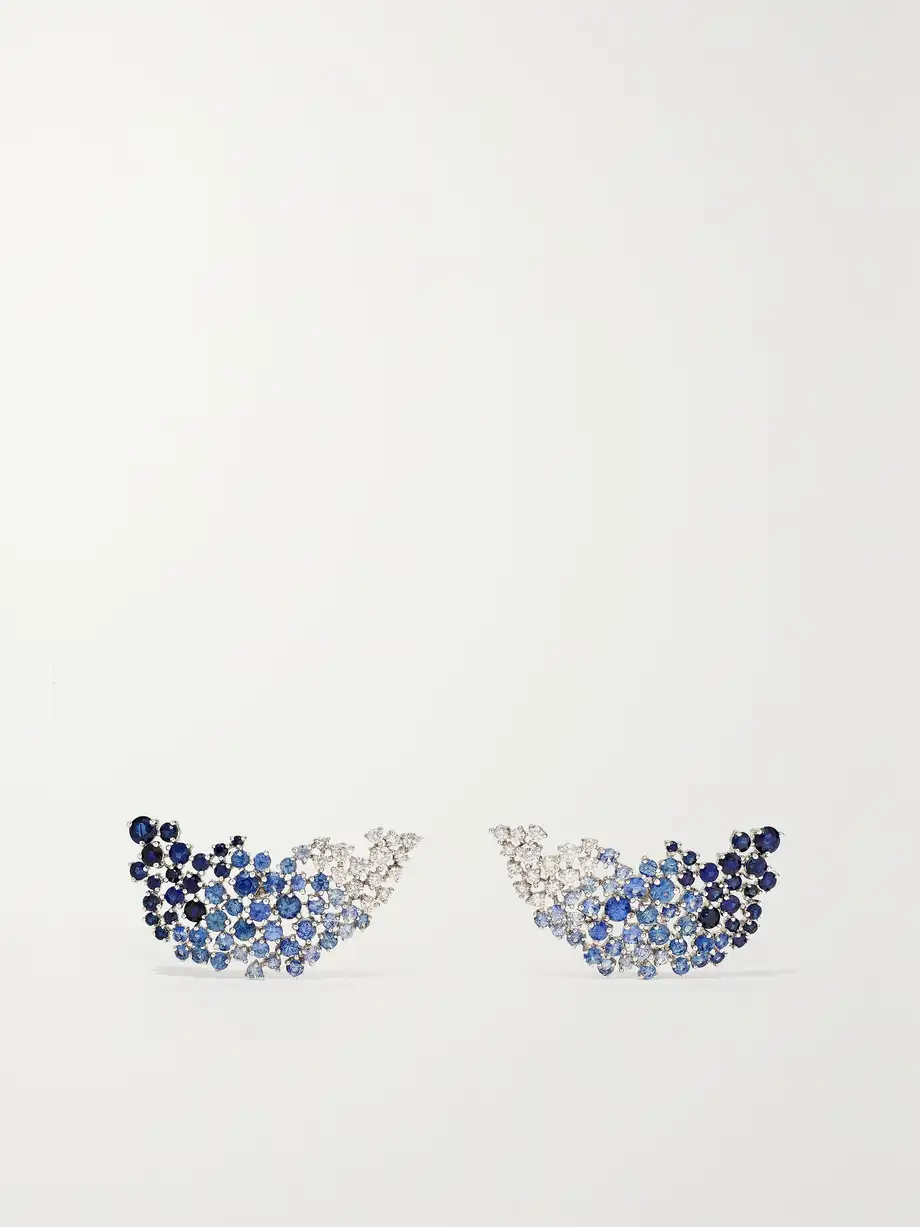 Ananya - Scatter 18-karat White Gold, Diamond And Sapphire Earrings - One size Cover