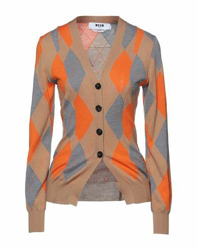 Msgm Woman Cardigan Orange Virgin Wool Cover