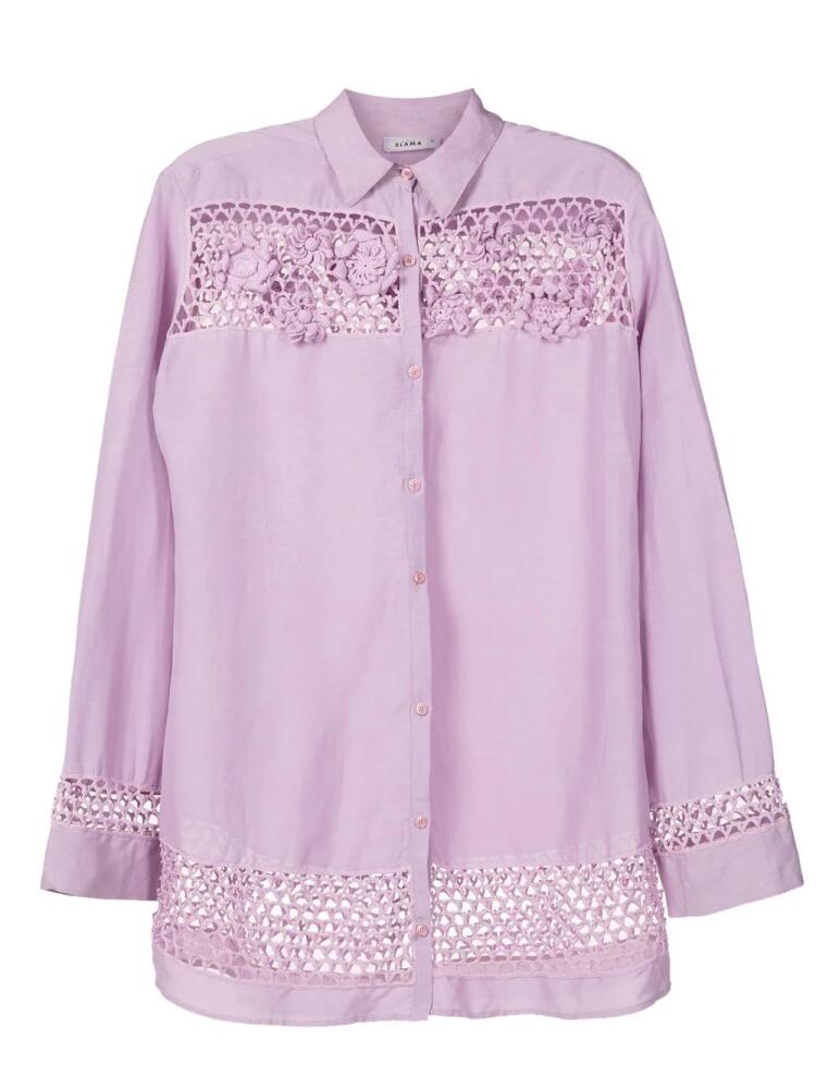 Amir Slama floral-lace detail oversize shirt - Purple Cover