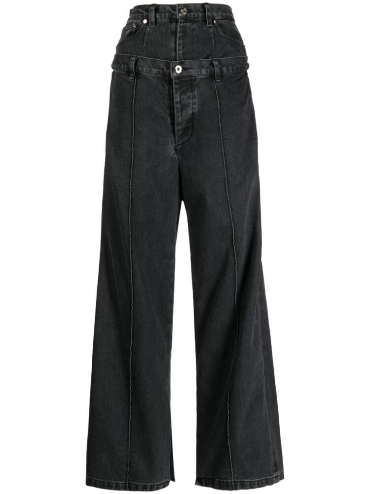 Rokh layered-effect wide-leg jeans - Black Cover