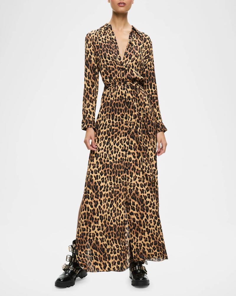 Alice + Olivia Chassidy Leopard-Printed Maxi Shirtdress Cover