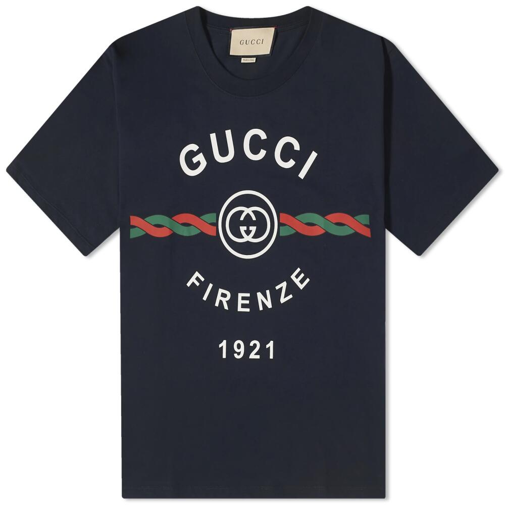 Gucci Men's Firenze Print T-Shirt in Navy Cover