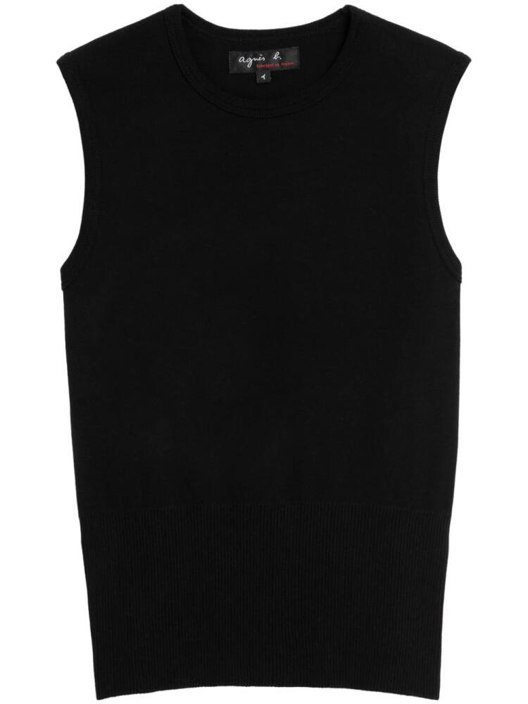 agnès b. cotton round-neck tank top - Black Cover