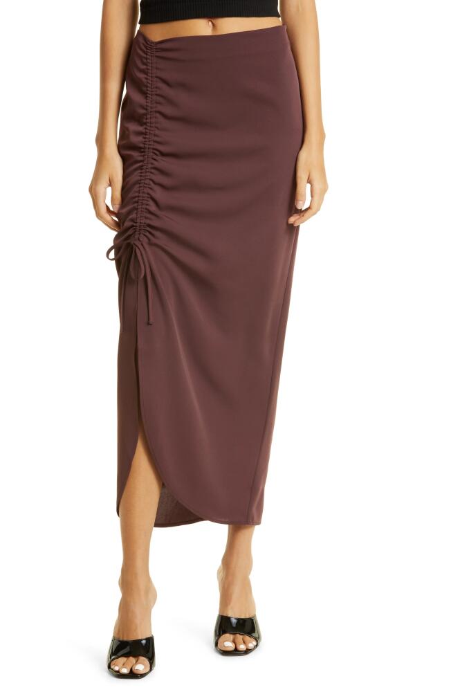 GESTUZ Braya Cinched High Waist Skirt in Fudge Cover