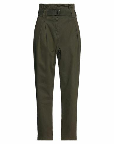 Emma & Gaia Woman Pants Military green Cotton, Elastane Cover