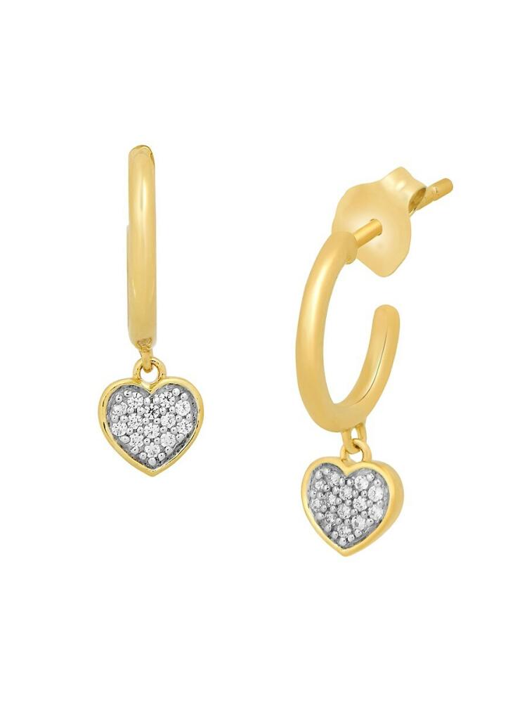 Verifine Women's Demi Fine Amira 18K Goldplated & 0.1 TCW Diamond Heart Huggie Earrings Cover