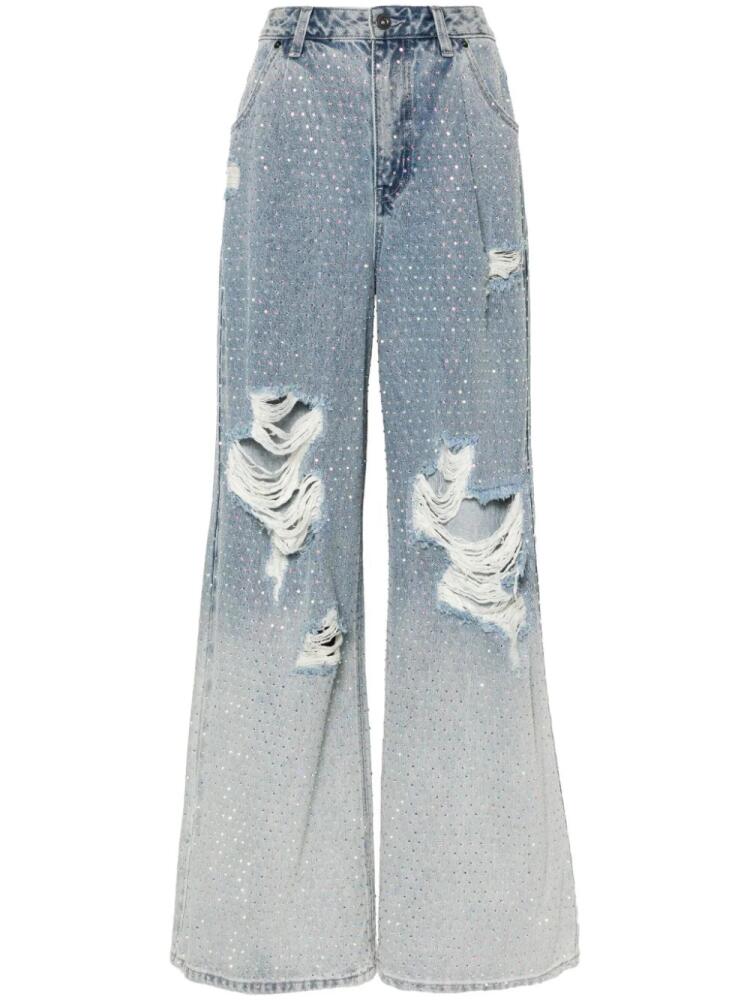 Self-Portrait rhinestone-embellished jeans - Blue Cover