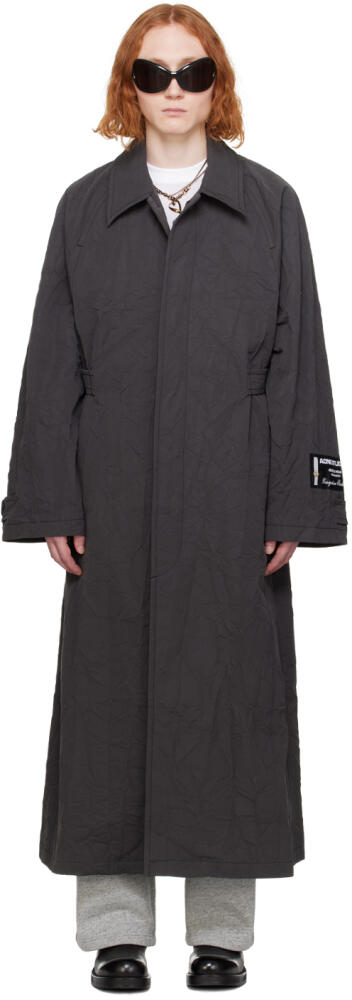 Acne Studios Gray Crinkled Trench Coat Cover