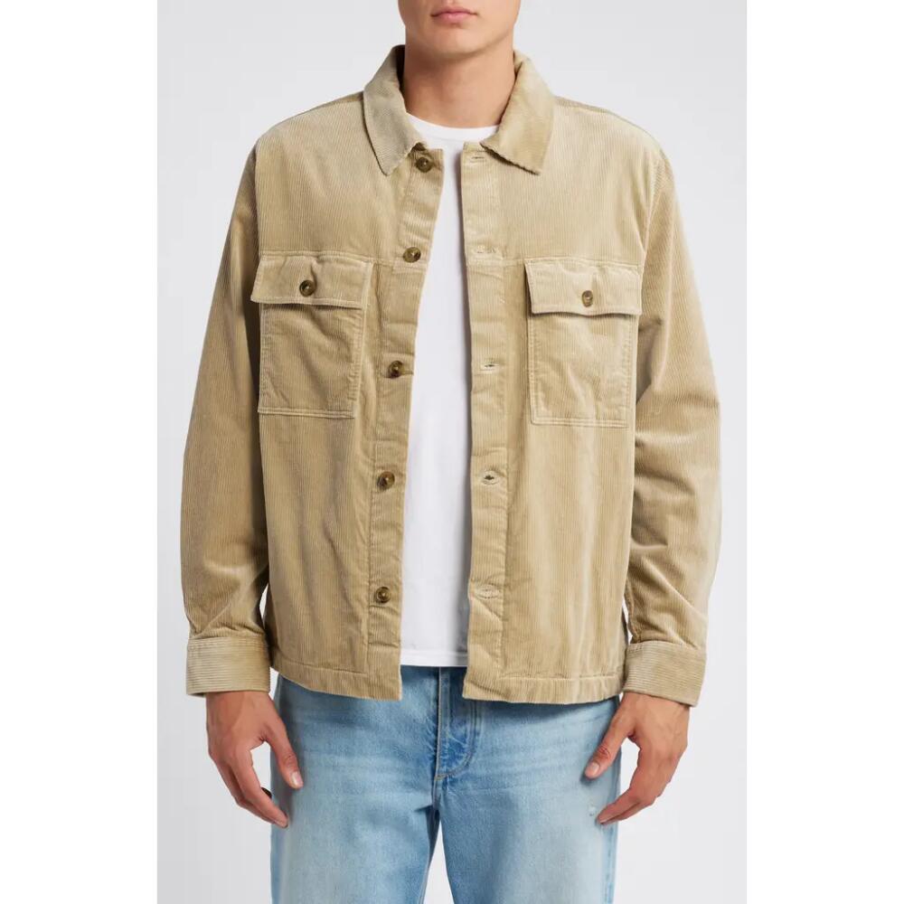 NN07 Wilas Stretch Organic Cotton Corduroy Shirt Jacket in Khaki Beige Cover