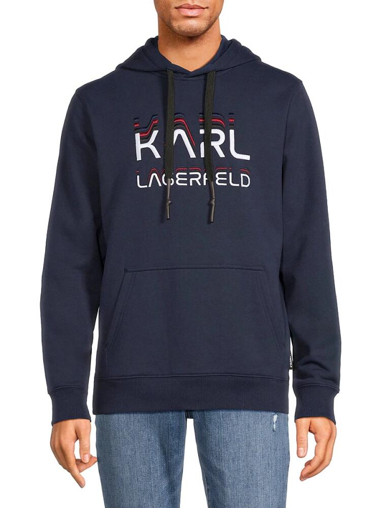 Karl Lagerfeld Paris Men's Logo Graphic Hoodie - Navy Cover