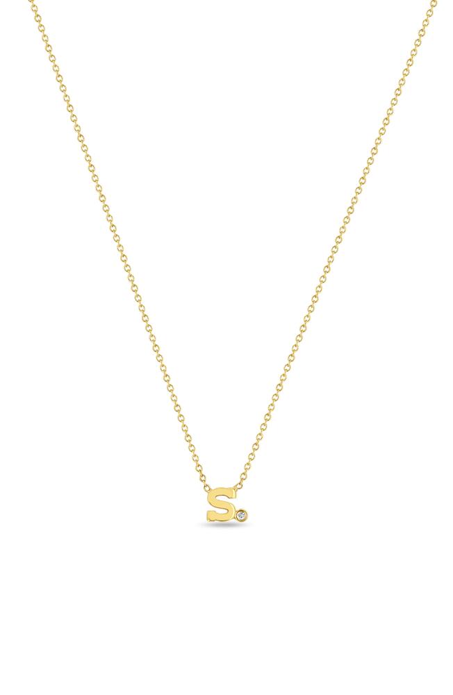 Zoë Chicco Diamond Initial Pendant Necklace in Yellow Gold-S Cover