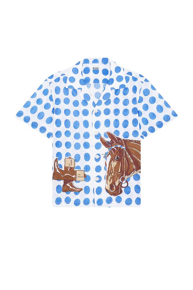 BODE Jockey Dot Short Sleeve Shirt in Blue Cover