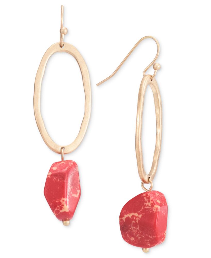 Style & Co Open Oval & Color Stone Drop Earrings, Created for Macy's - Coral Cover