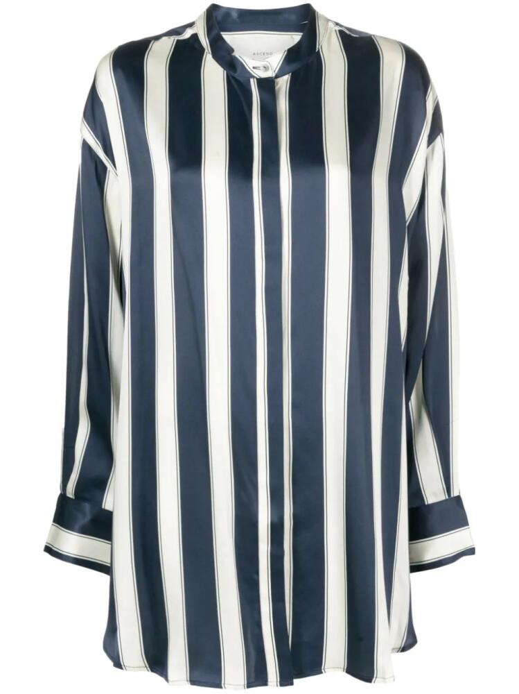 Asceno Mantera striped silk-satin shirt - Blue Cover