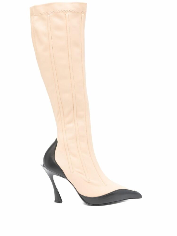 Mugler 95mm leather boned boots - Neutrals Cover