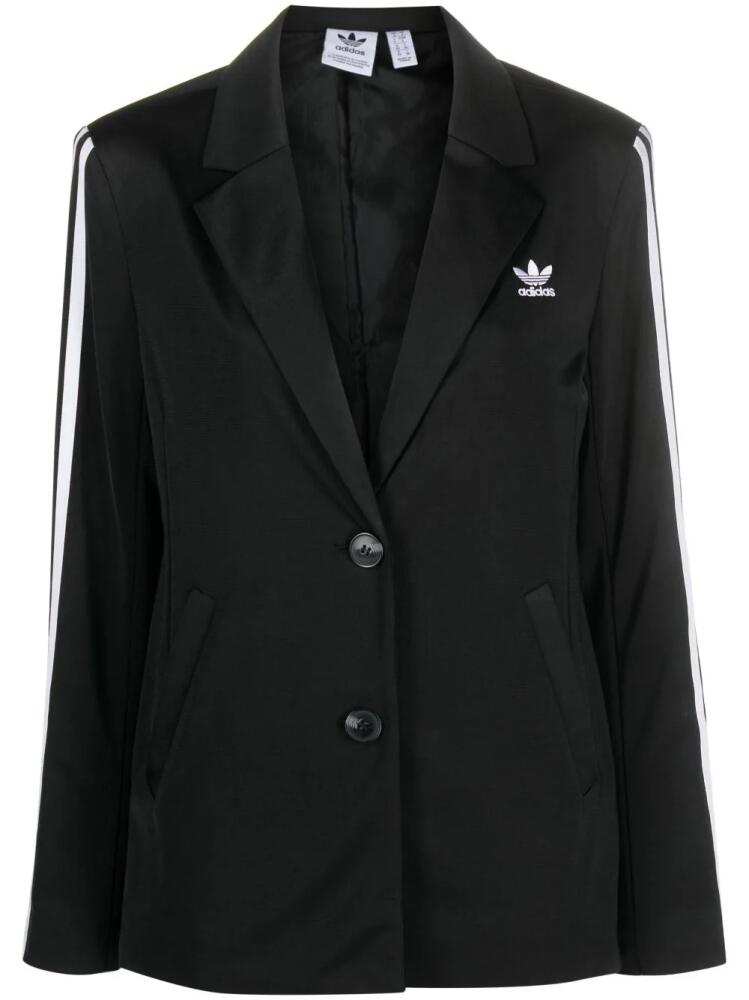 adidas logo-embroidered striped blazer - Black Cover