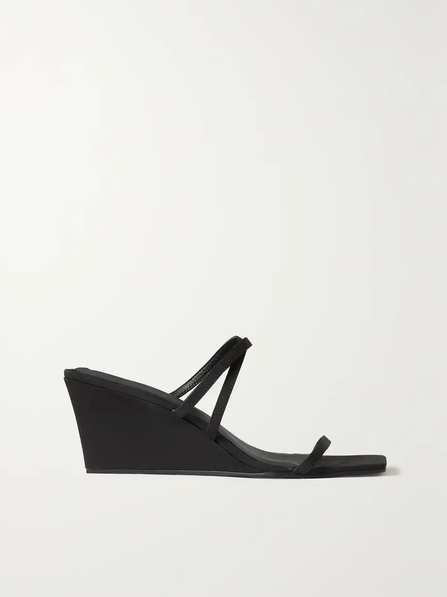 ST. AGNI - + Net Sustain Twill Wedge Sandals - Black Cover