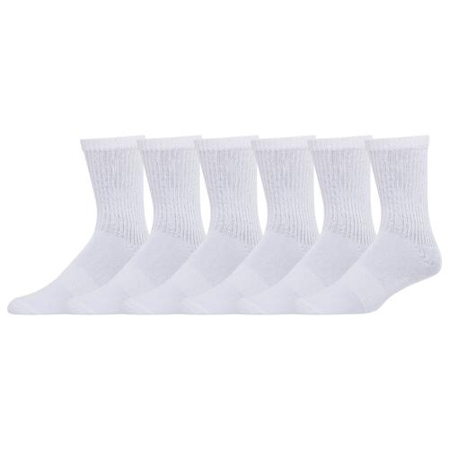 LCKR 6-Pack Athletic Half Cushion Crew Socks - Mens White/White Cover