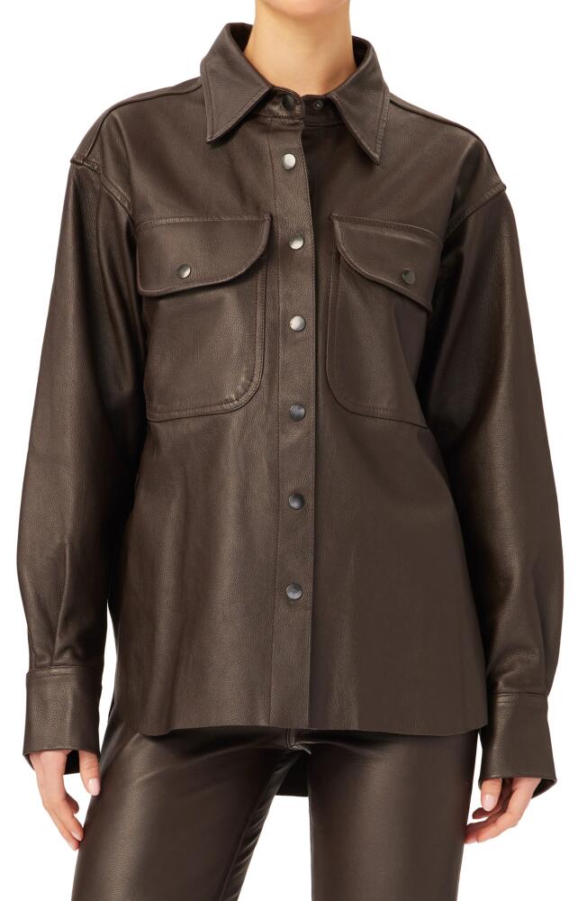 DL1961 Faye Leather Shirt in Mahogany Cover