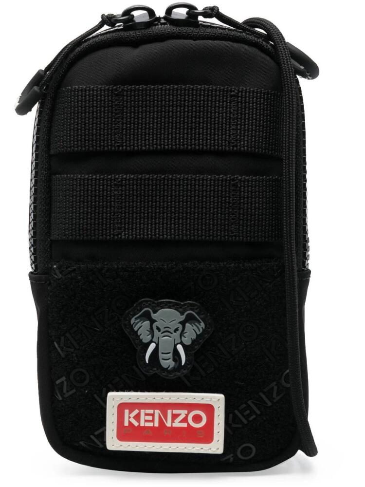 Kenzo Elephant-embroidery phone case lanyard - Black Cover