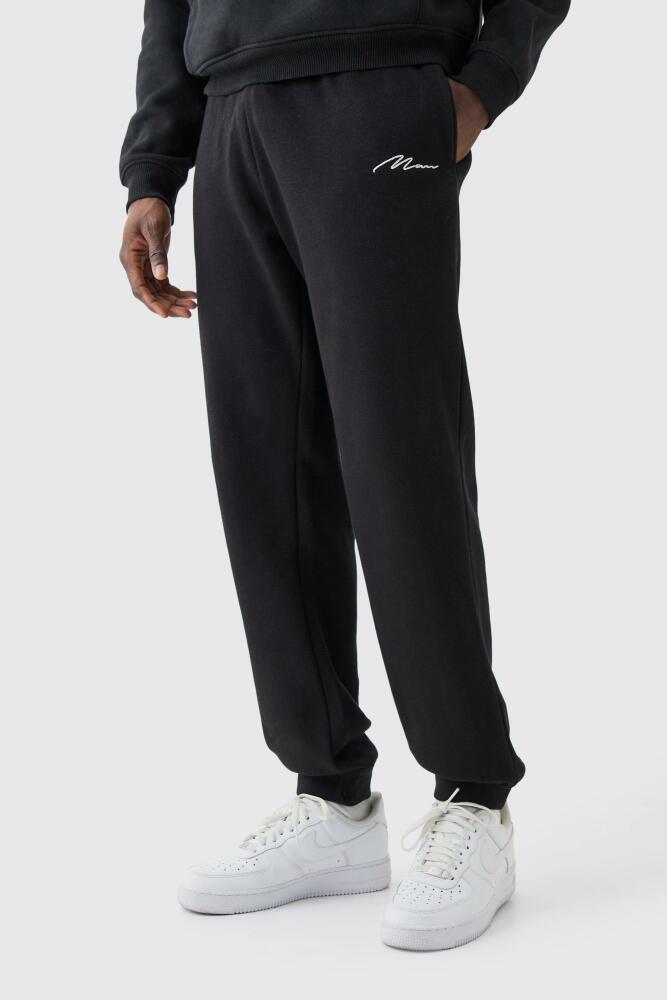 boohoo Mens Man Signature Regular Fit Sweatpants - Black Cover