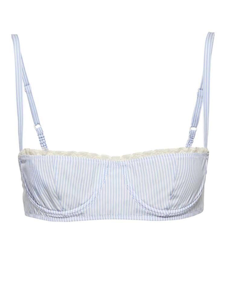 Miu Miu stripe-pattern poplin bra - Blue Cover