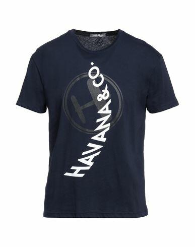 Havana & Co. Man T-shirt Midnight blue Cotton Cover