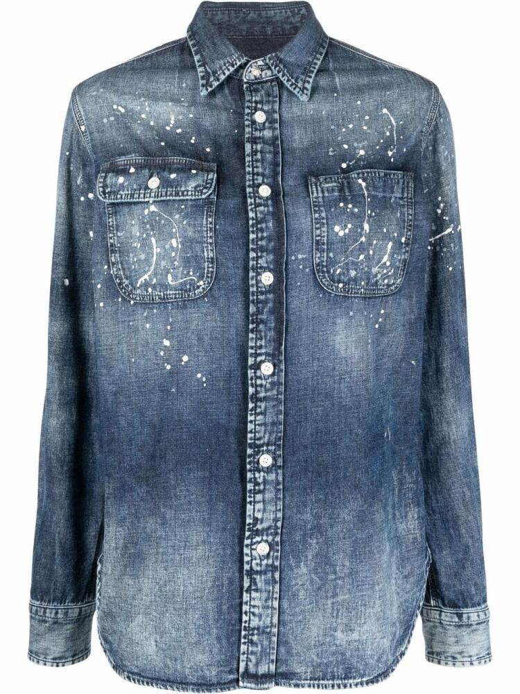 Ralph Lauren Collection paint-splatter denim shirt - Blue Cover