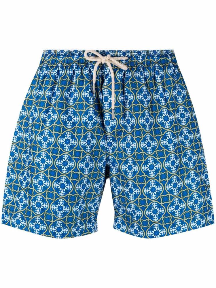 PENINSULA SWIMWEAR tile-print drawstring-waist swim shorts - Blue Cover