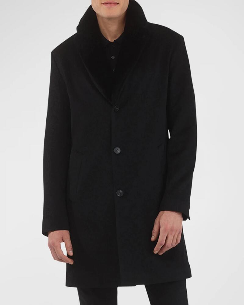 Gorski Men's Loro Piana Cashmere Short Coat with Detachable Lamb Shearling Collar Cover